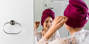 Beitragsbild des Blogbeitrags DIY – Handtuch Turban selber nähen