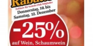 Beitragsbild des Blogbeitrags Billa: 25 % Rabatt auf Wein, Schaumwein und Spirituosen bis 12.12.2015 