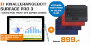 Beitragsbild des Blogbeitrags Microsoft Surface Pro 3 128GB + Surface Type Cover Pro 3 um 899 €