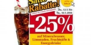 Beitragsbild des Blogbeitrags Billa: 25% Rabatt auf Mineral, Limo, Fruchtsäfte & Energydrinks bis 14.5. 