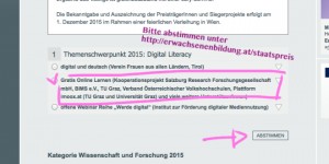 Beitragsbild des Blogbeitrags Bitte um eurer Stimme! – #GOL14 für den österreichischen Staatspreis nominiert #imoox #tugraz