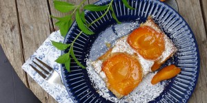 Beitragsbild des Blogbeitrags Einfacher Marillenkuchen mit Nüssen