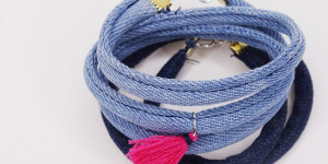 Beitragsbild des Blogbeitrags Armband und Choker aus Jeansresten 