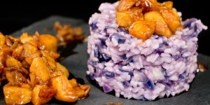 Beitragsbild des Blogbeitrags Rotkraut Risotto mit Apfel Chutney