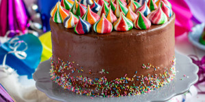 Beitragsbild des Blogbeitrags Schoko-Torte  –  Bunte Faschingstorte 