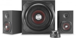 Beitragsbild des Blogbeitrags Frischer Sound und mächtig Bass: Mit GRAVITY CARBON bringt Speedlink ein 2.1- Subwoofersystem in coolem Look