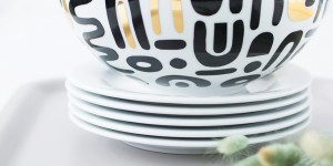 Beitragsbild des Blogbeitrags DIY: Schlichtes Geschirr mit Dekor-Folie verschönern