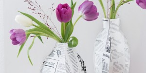Beitragsbild des Blogbeitrags Gastbeitrag | 3D Papiervasen zum Selbernähen für den Frühling 