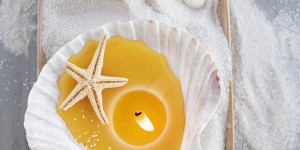 Beitragsbild des Blogbeitrags DIY | Selbstgemachte Kerzen in Jakobsmuscheln