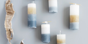 Beitragsbild des Blogbeitrags Sommerliches Upcycling: Kerzen mit Farbverlauf aus Wachsresten