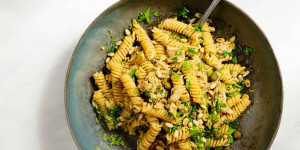 Beitragsbild des Blogbeitrags Kichererbsen-Fusilli mit Thunfisch 