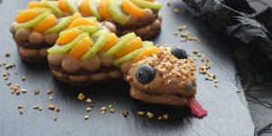 Beitragsbild des Blogbeitrags Schrecklich lecker: fruchtiger SNAKE CAKE mit Nuss – Nougat – Creme