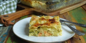 Beitragsbild des Blogbeitrags Lasagne mit Zucchini und Lachs