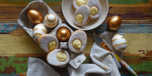 Beitragsbild des Blogbeitrags Ostereier – Kekse mit Creme – Füllung