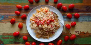 Beitragsbild des Blogbeitrags Sommerlicher Nudel – Quickie (vegan)