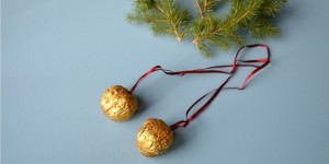 Beitragsbild des Blogbeitrags Basteln für Weihnachten: Goldene Nüsse 