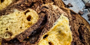 Beitragsbild des Blogbeitrags Apri-Coco-Schoko-Loco: Pasta Madre Schoko-Marillen Brioche mit Twist