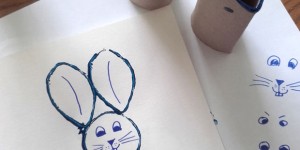 Beitragsbild des Blogbeitrags Osterhasen Stempel aus Klopapierrollen