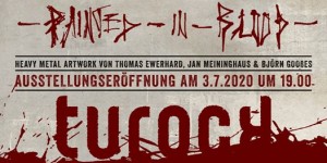 Beitragsbild des Blogbeitrags Painted In Blood Heavy Metal Artwork von Thomas Ewerhard, Jan Meininghaus und Björn Gooßes Ausstellung im Essener Turock vom 03.07.2020 bis 04.08.2020