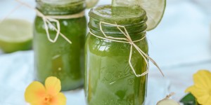 Beitragsbild des Blogbeitrags Grüner Smoothie mit Gurke und Salat
