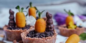 Beitragsbild des Blogbeitrags Süßes Osterrezept – veganes Müslinest mit Marzipankarotten