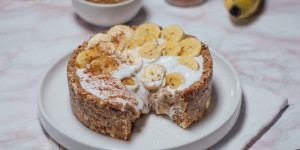 Beitragsbild des Blogbeitrags Banoffee Pie – vegan, no-bake & ohne Zucker! 