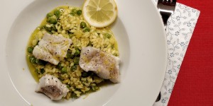 Beitragsbild des Blogbeitrags Risotto mit Erbsen und Kabeljau