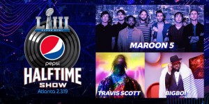 Beitragsbild des Blogbeitrags Maroon 5, Travis Scott und Big Boi bestreiten Super Bowl Halftime Show 