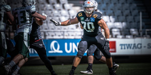 Beitragsbild des Blogbeitrags Michael Habetin führt O-Line der Raiders Tirol weiterhin an 