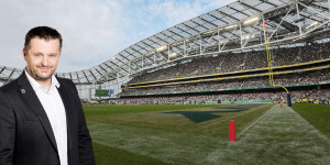 Beitragsbild des Blogbeitrags College Football Reise nach Dublin mit PULS 4 Football-Experte Walter Reiterer