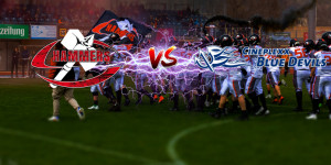 Beitragsbild des Blogbeitrags AFL Division 1 LIVE: Schwaz Hammers vs. Hohenems Blue Devils 
