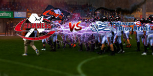 Beitragsbild des Blogbeitrags AFL Division 1 LIVE: Schwaz Hammers vs. Hohenems Blue Devils