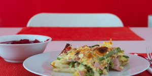 Beitragsbild des Blogbeitrags Gratinierter Spargel mit Schinken