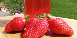 Beitragsbild des Blogbeitrags Süße Beeren zum Trinken – Mein Erdbeersirup 