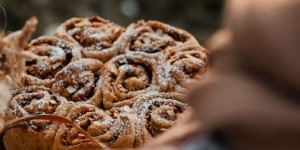 Beitragsbild des Blogbeitrags Apfel-Zimt-Schnecken mit Kürbis. (vegan)