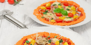 Beitragsbild des Blogbeitrags Rote Linsen Pizzateig  – Gesunde Pizza selber machen mit diesem Rezept 