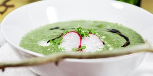 Beitragsbild des Blogbeitrags Rezept: Selleriesuppe mit Spinat und karamellisierten Radieschen 