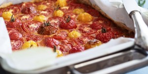 Beitragsbild des Blogbeitrags Marktgeschichte: Tomaten-Tarte mit Paradeisern vom Ökohof Feldinger 