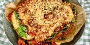 Beitragsbild des Blogbeitrags Spinat-Auberginen Lasagne 