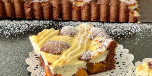 Beitragsbild des Blogbeitrags Schoko-Marillen-Topfen-Gitterkuchen