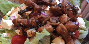 Beitragsbild des Blogbeitrags Salat mit gebratenen Hühnerstreifen 