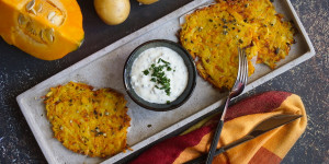 Beitragsbild des Blogbeitrags Kürbis-Kartoffel-Puffer