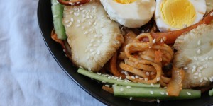 Beitragsbild des Blogbeitrags Koreanische Nudeln mit Kimchi 