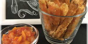 Beitragsbild des Blogbeitrags Herbstlich: Süßkartoffelpommes mit Paprikarelish 