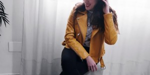 Beitragsbild des Blogbeitrags Mustard biker jacket with a very special bag. Best Rosegal Deals sale for Black Friday 