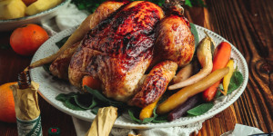 Beitragsbild des Blogbeitrags Best roasted chicken with a scrumptious cranberry tangerine glaze á la Underberg 