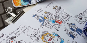 Beitragsbild des Blogbeitrags Theaterfink meets Urban Sketchers Vienna