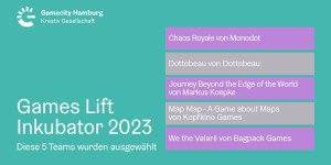 Beitragsbild des Blogbeitrags Games Lift: Das sind die fünf Teams für Hamburgs Inkubator für Spieleentwickler*innen in 2023 