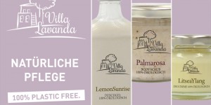 Beitragsbild des Blogbeitrags Villa Lavanda – Natürliche Pflege in Glasverpackung