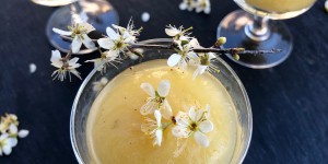 Beitragsbild des Blogbeitrags Apfelmus mit Schlehenblüten